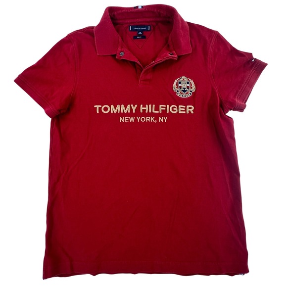 Tommy Hilfiger Other - Tommy Hilfiger Men L Polo Shirt Adult Red Slim Fit Embroidered Crest Logo Large